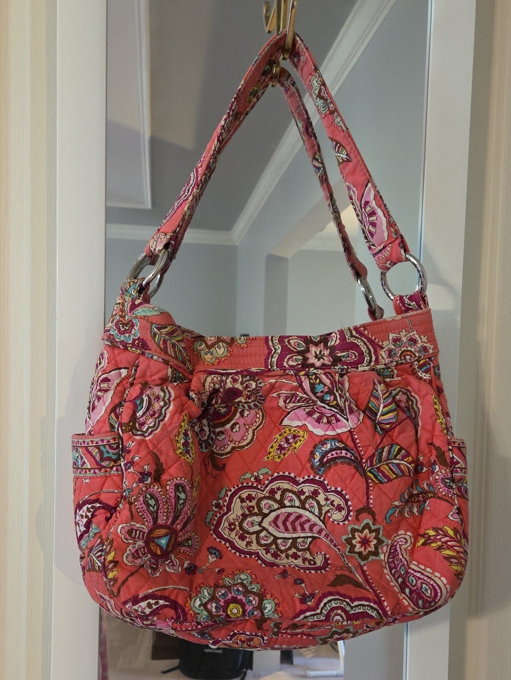 Vera Bradley Quilted Cotton Paisley Shoulder Bag In Call Me Coral